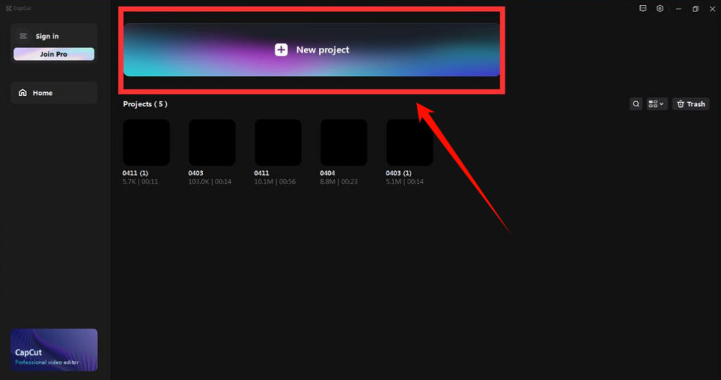 create-new-capcut-project-to-add-spotify-music-to-video