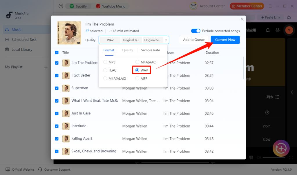 musicfre-convert-spotify-to-wav-output-settings