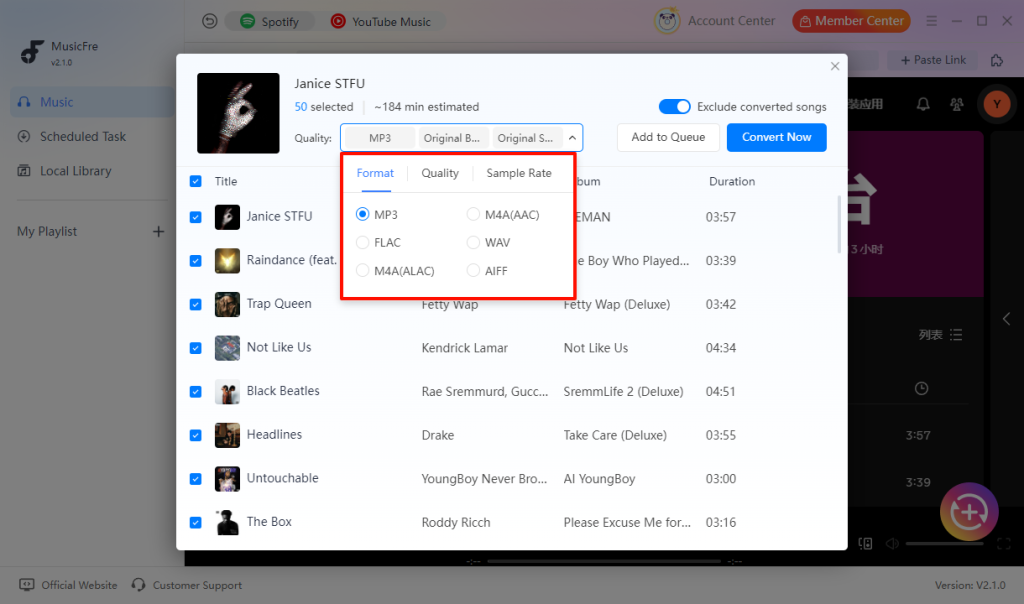 musicfre-select-ipod-compatible-mp3-format