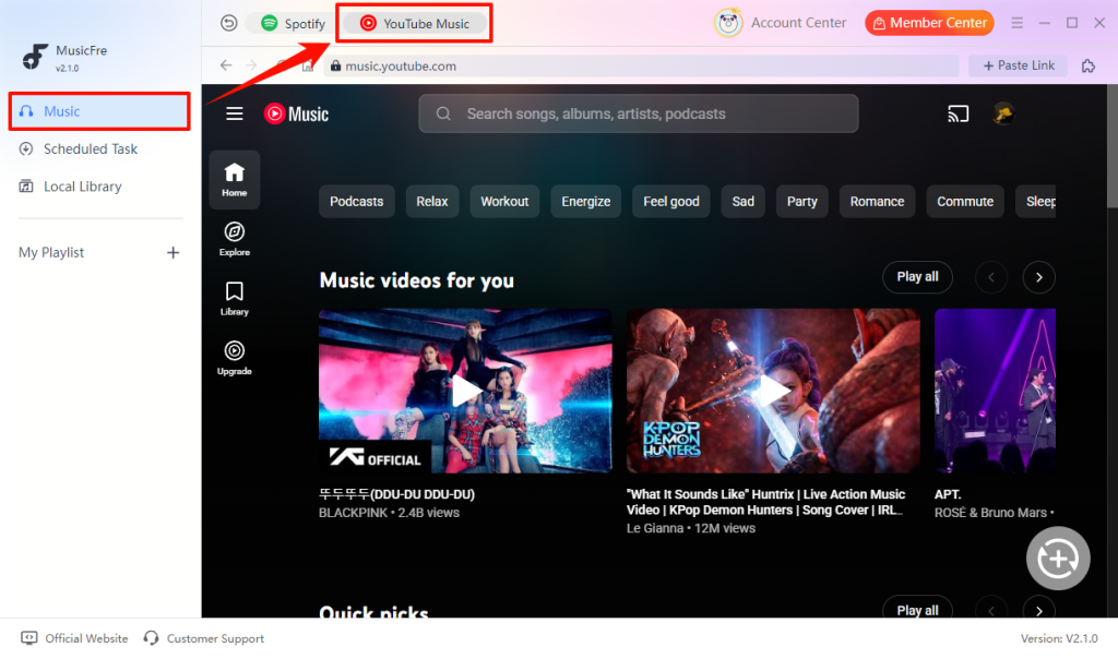 musicfre-select-youtube-music-for-flac-conversion