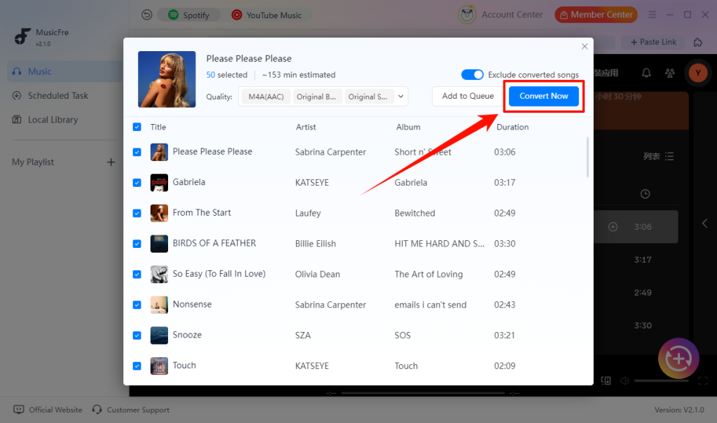 musicfre-start-converting-spotify-to-m4a