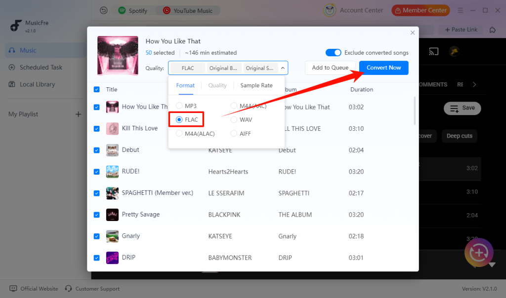 youtube-to-flac-format-selection-in-musicfre