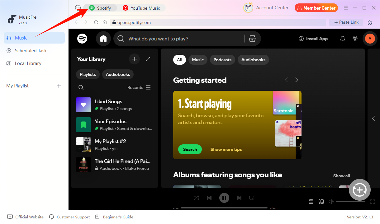 Open Spotify in MusicFre