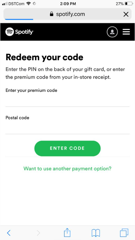 redeem-spotify-gift-card-on-phone-browser