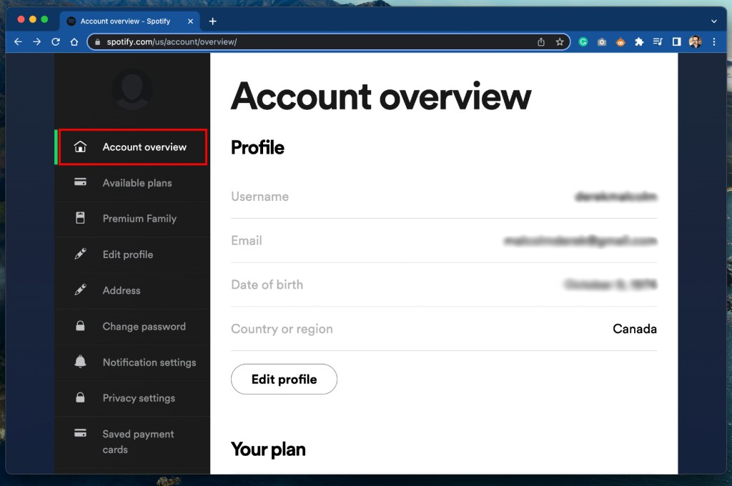 spotify-account-overview-before-redeeming-gift-card